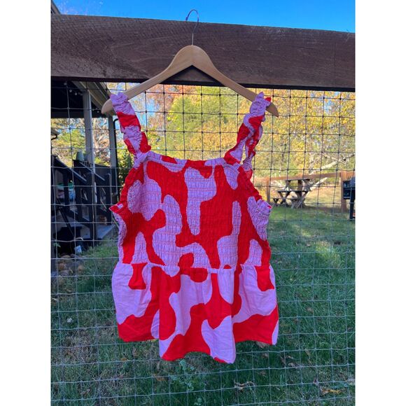 Ava & Viv Smocked Peplum Plus Size Top, Orange/Pink - Picture 4 of 6